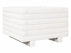 Clicnbuy Jardinera de madera maciza de pino 40x40x26,5 cm Blanco Clearance