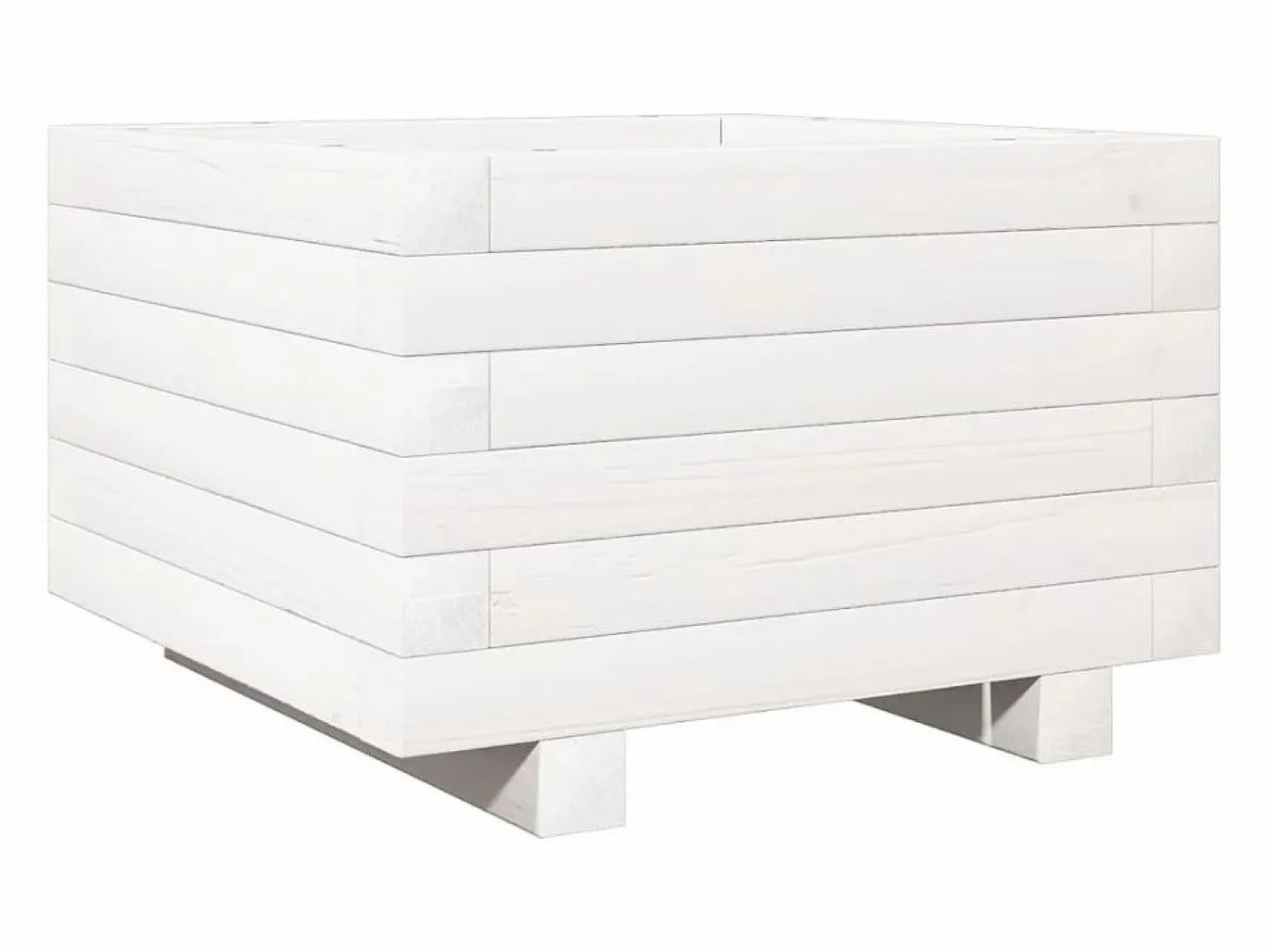 Clicnbuy Jardinera de madera maciza de pino 40x40x26,5 cm Blanco Clearance