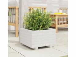 Clicnbuy Jardinera de madera maciza de pino 40x40x26,5 cm Blanco Clearance