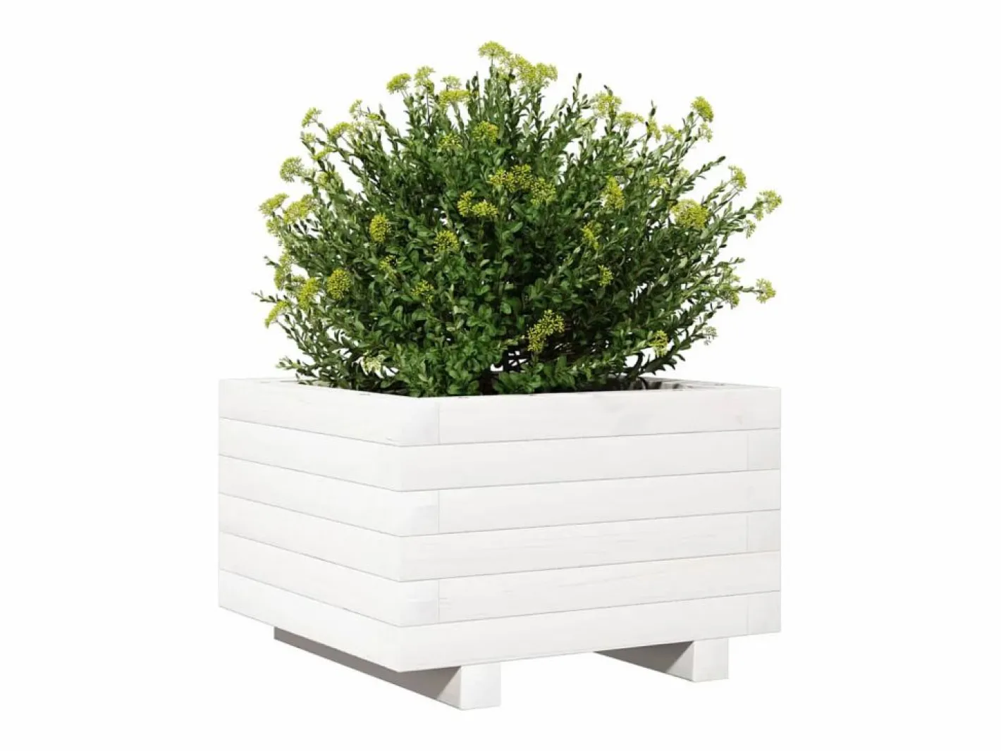 Clicnbuy Jardinera de madera maciza de pino 40x40x26,5 cm Blanco Clearance