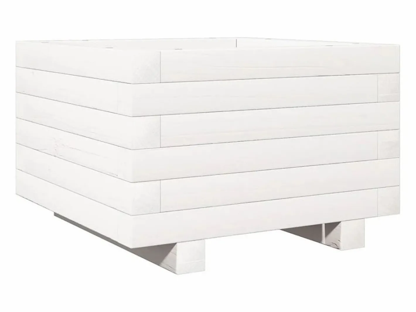 Clicnbuy Jardinera de madera maciza de pino 40x40x26,5 cm Blanco Clearance