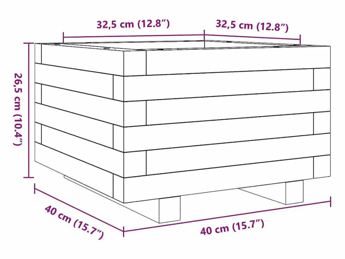 Clicnbuy Jardinera de madera maciza de pino 40x40x26,5 cm Blanco Clearance