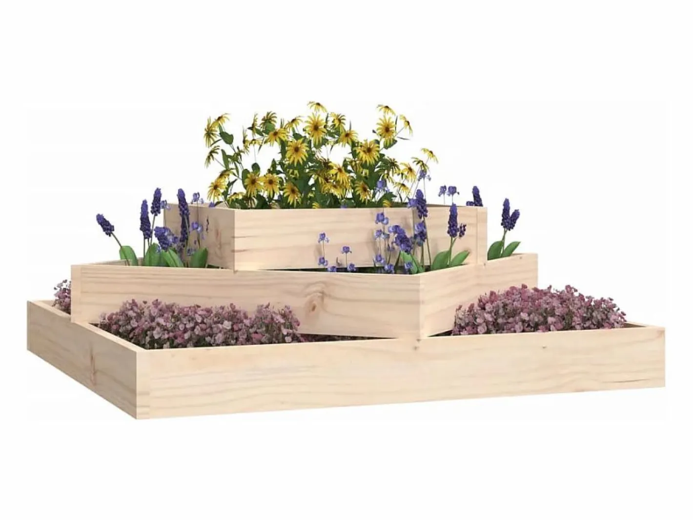 Jardinera de madera maciza de pino 83x83x27 cm^Clicnbuy Discount