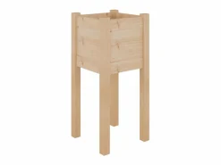 Clicnbuy Jardinera de madera maciza de pino 31x31x70 cm Marru00f3n Hot
