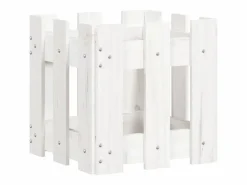 Clicnbuy Jardinera diseño de valla madera maciza pino blanca 30x30x30 cm Blanco New