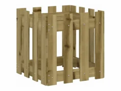 Clicnbuy Jardinera diseño de valla madera de pino impregnada 40x40x40 cm Marru00f3n Sale