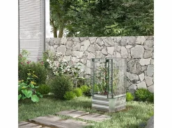 Invernadero De Jardín|Jardinera elevada con enrejado y 3 estantes, jardinera de madera, para plantas trepadoras, gris (53x53x90 cm)