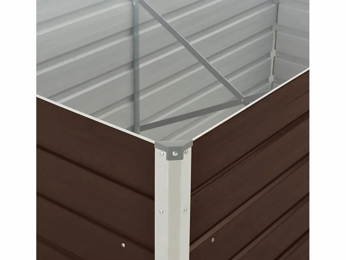 Jardinera elevada de acero galvanizado marrón 160x80x45 cm^Clicnbuy Best