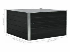 Clicnbuy Jardinera elevada de acero galvanizado antracita 100x100x45 cm Gris antracita Discount