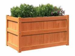 Clicnbuy Jardinera|Jardinera exterior madera maciza pino marrón cera 90x50x50 cm