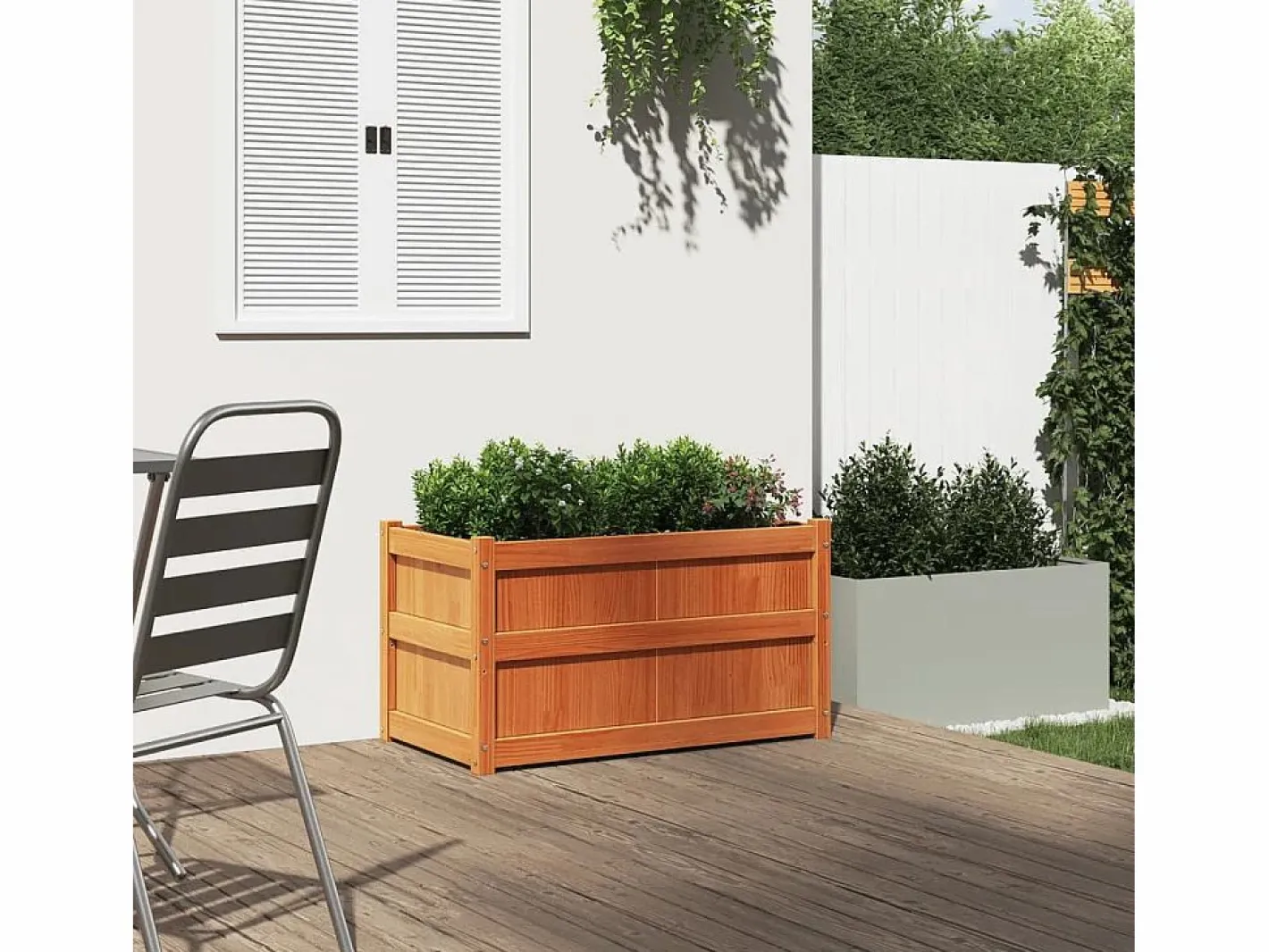 Clicnbuy Jardinera|Jardinera exterior madera maciza pino marrón cera 90x50x50 cm
