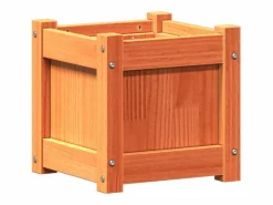Jardinera exterior madera maciza pino marrón cera 31x31x31 cm^Clicnbuy Online
