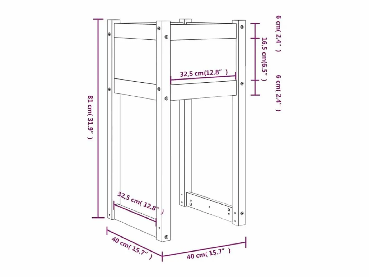 Clicnbuy Jardinera|Jardinera madera maciza de pino 40x40x81 cm
