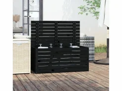 Armario De Jardín|Jardinera negra 101x50,5x46,5 cm madera maciza de pino