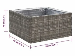 Jardinera ratán sintético 80x80x40 cm^Clicnbuy New