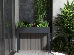 Jardinera sobre base en acero antracita - An100 x P30 x Al80cm - YGOS^Vente-unique Discount