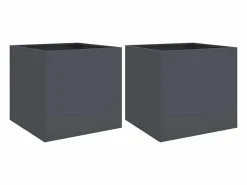 Jardineras 2 unidades acero laminado en frío antracita 49x47x46 cm^Clicnbuy Outlet