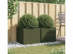 Clicnbuy Jardineras 2 unidades acero laminado en frío oliva 49x47x46 cm Verde Discount