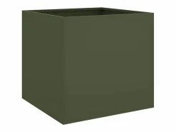 Clicnbuy Jardineras 2 unidades acero laminado en frío oliva 49x47x46 cm Verde Discount