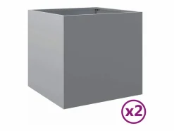 Clicnbuy Jardinera|Jardineras 2 unidades acero galvanizado 49x47x46 cm