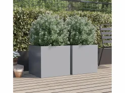 Clicnbuy Jardinera|Jardineras 2 unidades acero galvanizado 49x47x46 cm