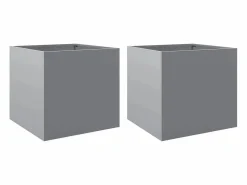 Clicnbuy Jardineras 2 unidades acero galvanizado 42x40x39 cm Plateado New