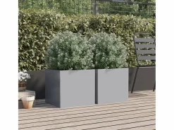 Clicnbuy Jardineras 2 unidades acero galvanizado 42x40x39 cm Plateado New