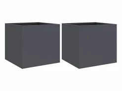 Jardineras 2 unidades acero laminado en frío antracita 32x30x29 cm^Clicnbuy Outlet