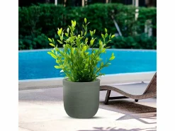 Jarrón cilíndrico de resina Raffaello de 35x34 cm para plantas de interior y exterior Verde Best
