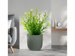 Jarrón cilíndrico de resina Raffaello de 35x34 cm para plantas de interior y exterior Verde Best