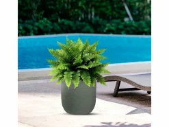 Jarrón cilíndrico de resina Raffaello de 35x34 cm para plantas de interior y exterior Verde Best
