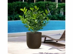 Jarrón cilíndrico de resina Raffaello Marrone de 35 x 34 cm para plantas de interior y exterior Marru00f3n chocolate Discount