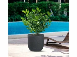 Jarrón cilíndrico de resina Raffaello Grigio de 35x34 cm para plantas de interior y exterior Gris Sale