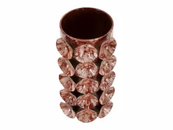 Jarrón|Jarrón con forma de concha de metal marrón, 12,5 x 12,5 x 24 cm