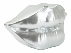 Jarrón con labios de resina plateada 23x8x12 cm^ Online