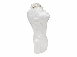 Jarrón de cerámica blanca con cara de mujer 10x14x26 cm Blanco Online