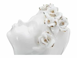 Jarrón de cerámica blanca con cara de mujer 10x14x26 cm Blanco Online