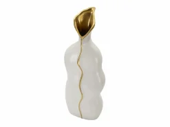 Jarrón de cerámica blanca 19,5x10x50 cm Blanco
