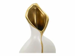 Jarrón de cerámica blanca 19,5x10x50 cm Blanco
