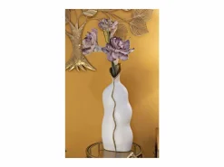 Jarrón de cerámica blanca 19,5x10x50 cm Blanco