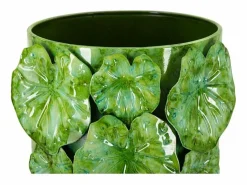Jarrón de concha de metal 18x17,5x46 Verde Clearance