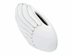 Jarrón de resina blanca 34x11,5x24,5 cm Blanco Discount