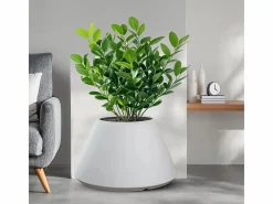 Jarrón de resina para plantas interior/exterior diseño redondo cónico d.60x35h Stromboli Blanco New