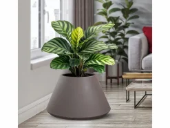 Jarrón de resina para plantas de interior y exterior diseño redondo cónico d.60x35h Stromboli Tortora Marru00f3n chocolate New