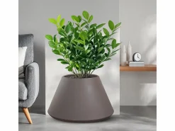 Jarrón redondo cónico de resina Stromboli Dove Grey para plantas de interior y exterior, diámetro 60 x 35 h^ Discount