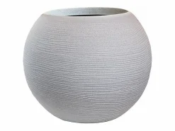 Jarrón redondo de resina en forma de esfera Botticelli para plantas de interior y exterior, 40x33 cm Beige New