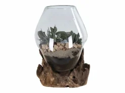 Jarrón sobre base de madera de cristal 18x20 cm^House Nordic Discount
