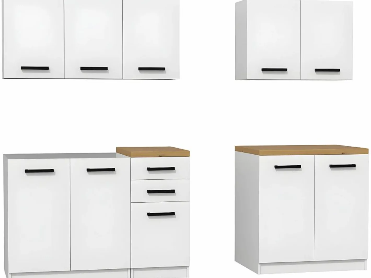 TOPESHOP JASPE | Cocina modular + lineal completa L 200 cm 6 piezas | Encimera INCLUIDO | muebles de gabinete de cocina Blanco New