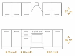 TOPESHOP JASPE | Cocina modular + lineal completa L 200 cm 6 piezas | Encimera INCLUIDO | muebles de gabinete de cocina Blanco New