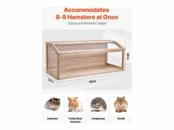 Transportín De Paseo Para Animales|Jaula de Madera para Hámster, SucceBuy, 122 cm, Hábitat para Ratones, Roedores y Pequeños Animales